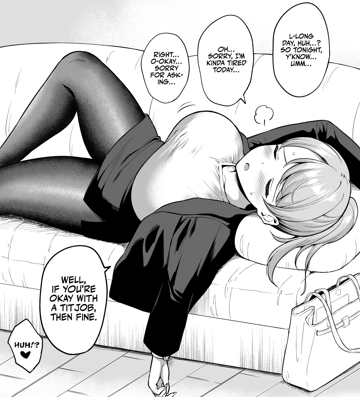 Hentai Manga Comic-Letting My Girlfriend Give Me A Titjob While I Listen to Her Vent About Work-Read-1